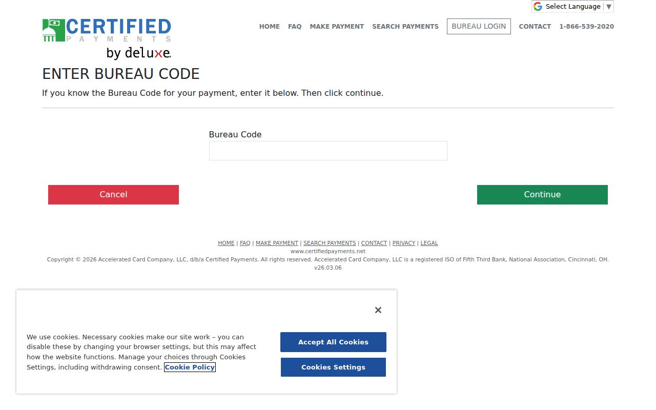 Camp County traffic ticket bureau-code payment page