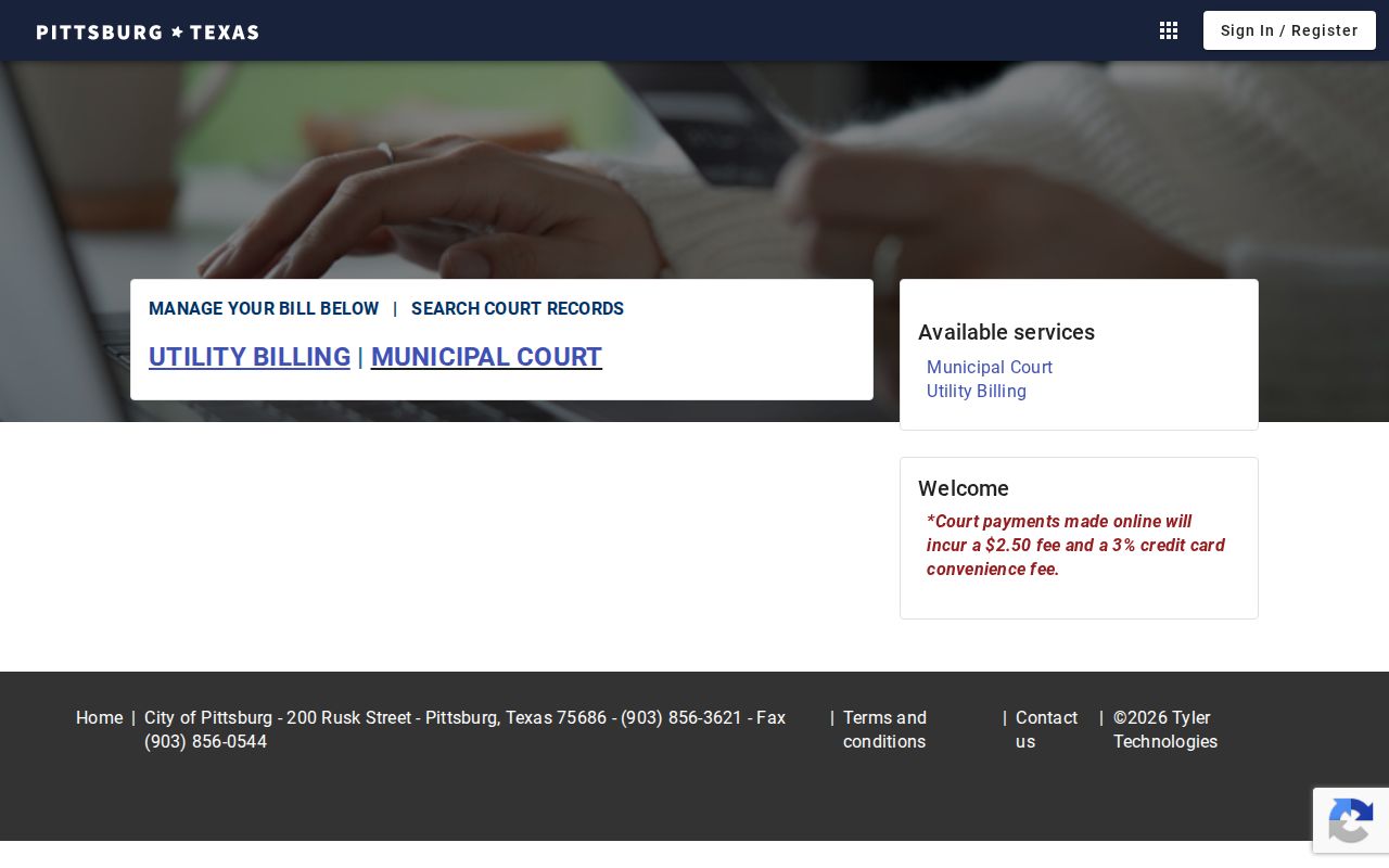 Pittsburg municipal court record search landing page
