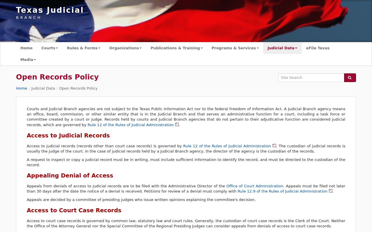 Camp County court records access policy source
