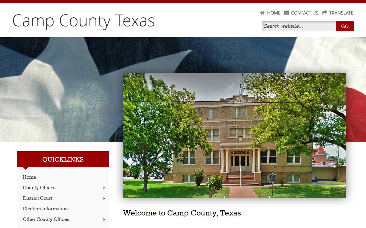 Camp County court docket courthouse on the official county website